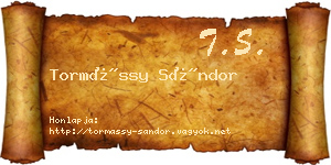 Tormássy Sándor névjegykártya