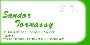sandor tormassy business card
