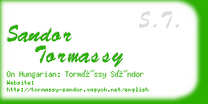 sandor tormassy business card